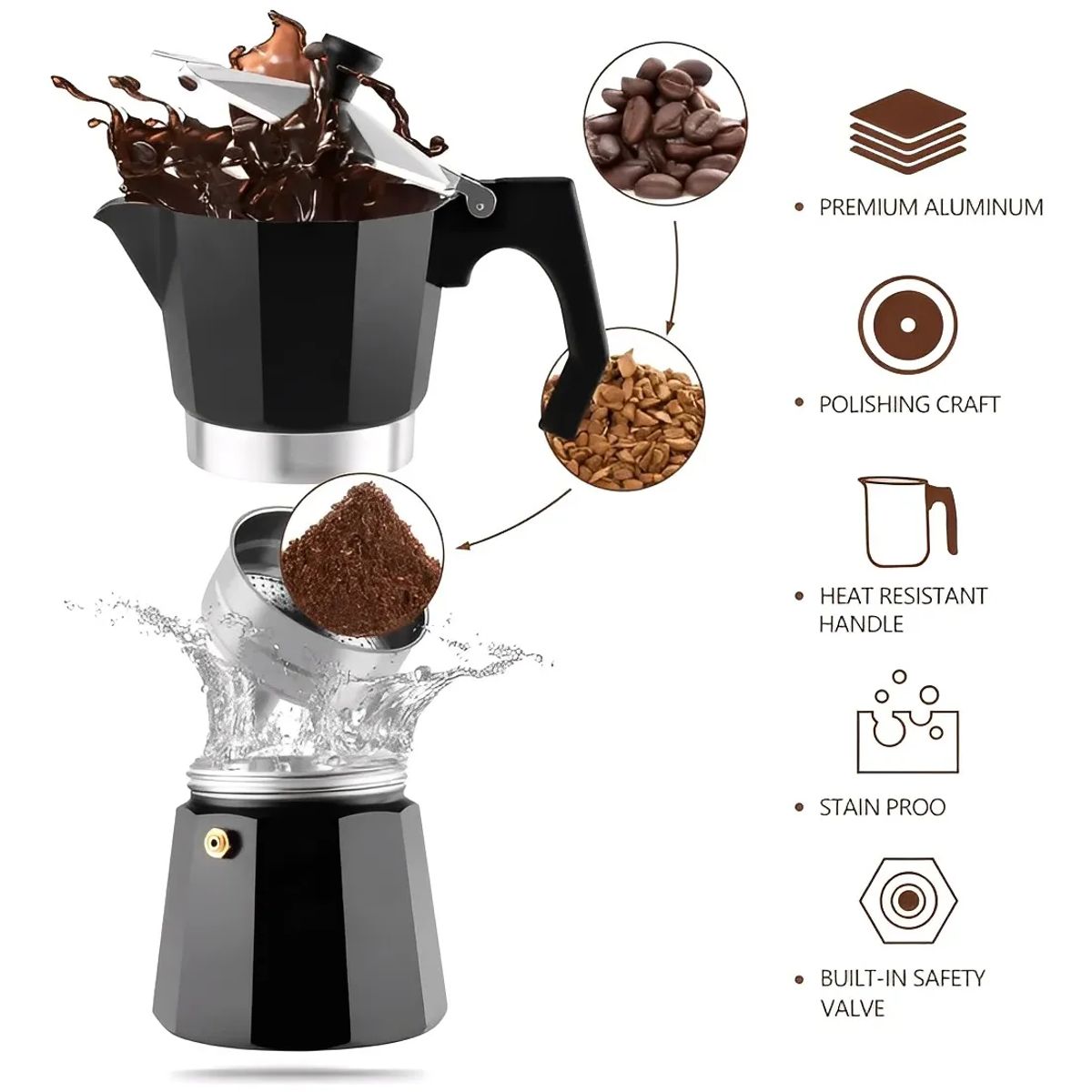 MILOPTS - Cafetera Moka Italiana Con Base Calentadora Eléctrica ROJA