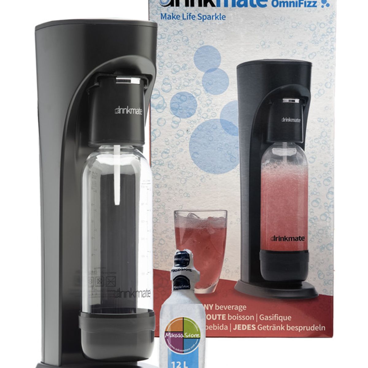 DRINKMATE - Máquina Negra Para Hacer Agua Con Gas Y Gaseosa Drinkmate
