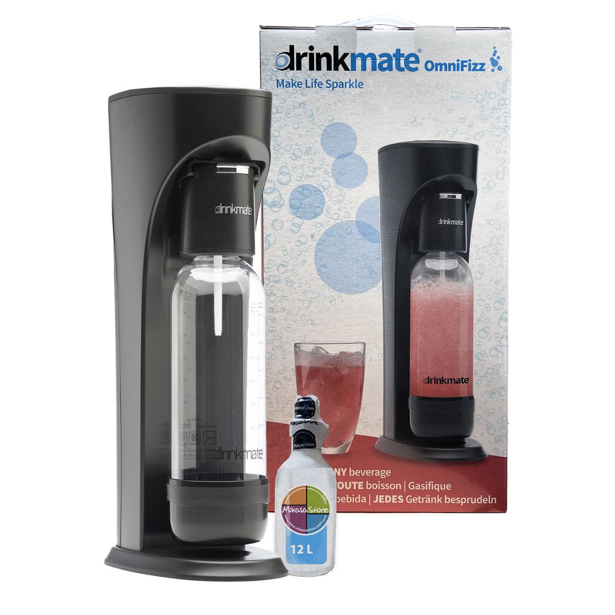 DRINKMATE - Máquina Negra Para Hacer Agua Con Gas Y Gaseosa Drinkmate