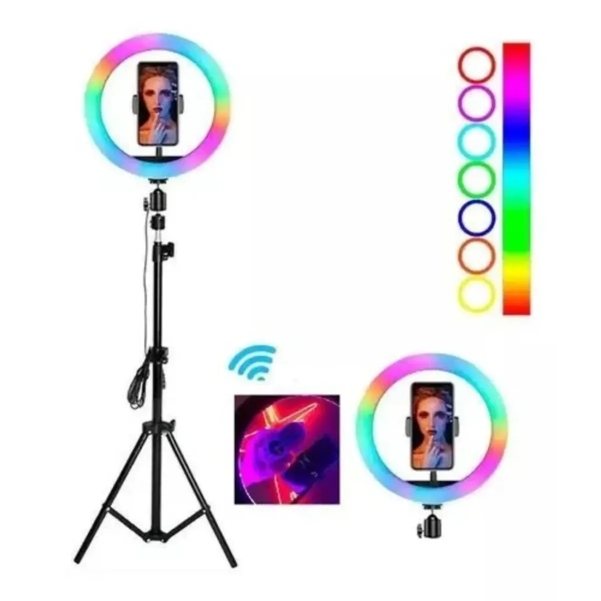 GENERICO - Aro De Luz Multicolor 26 cm RGB + Trípode