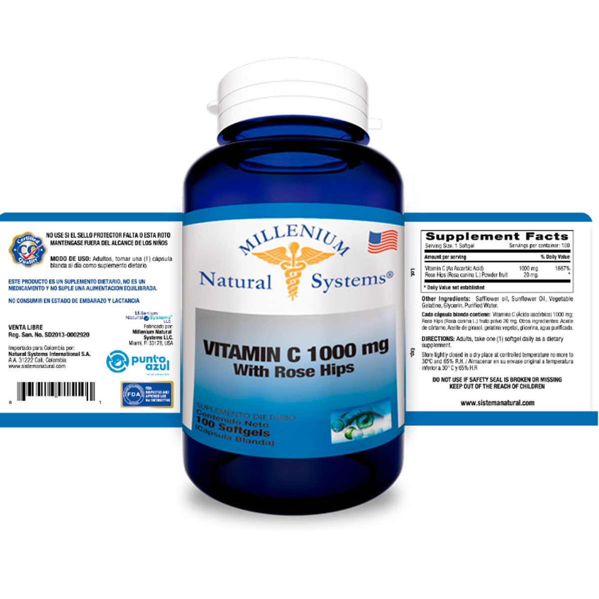 NATURAL SYSTEM - VITAMINA C WITH ROSE HIPS X 100 SOFTGELS