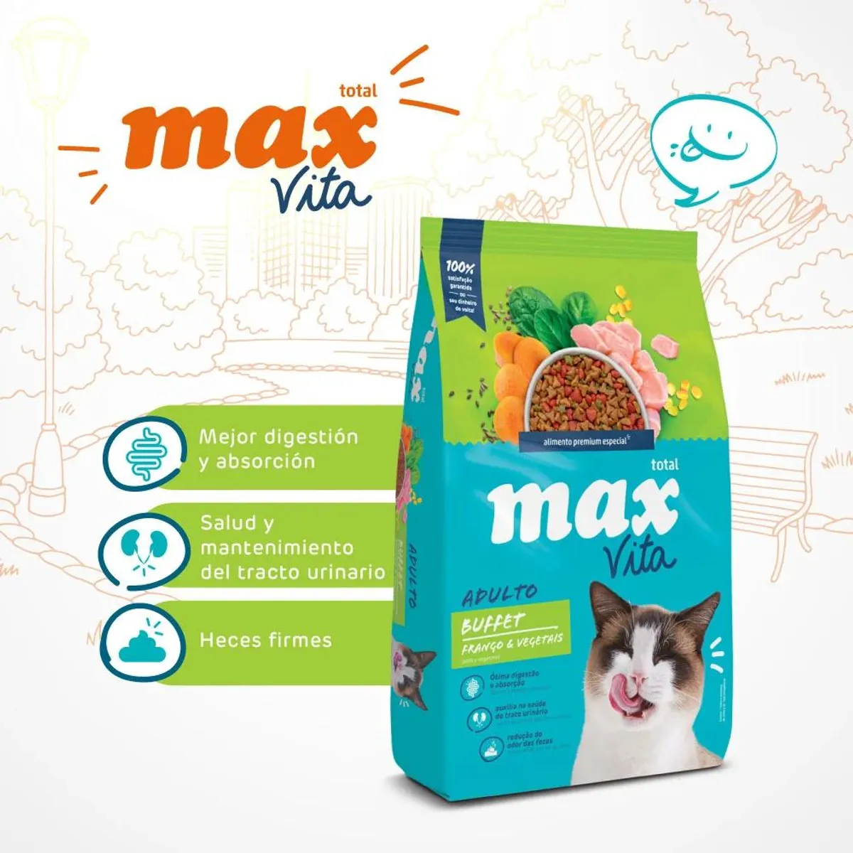 TOTAL MAX - Alimento Max Vita Gato Adulto Buffet Pollo Y Vegetales 20 Kg