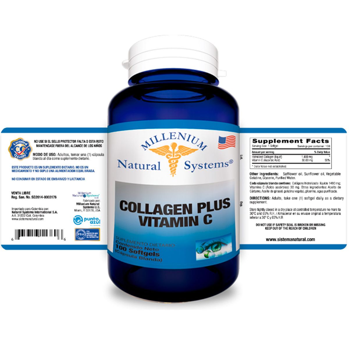 NATURAL SYSTEM - COLAGENO PLUS + VITAMINA C X 100 SOFTGELS