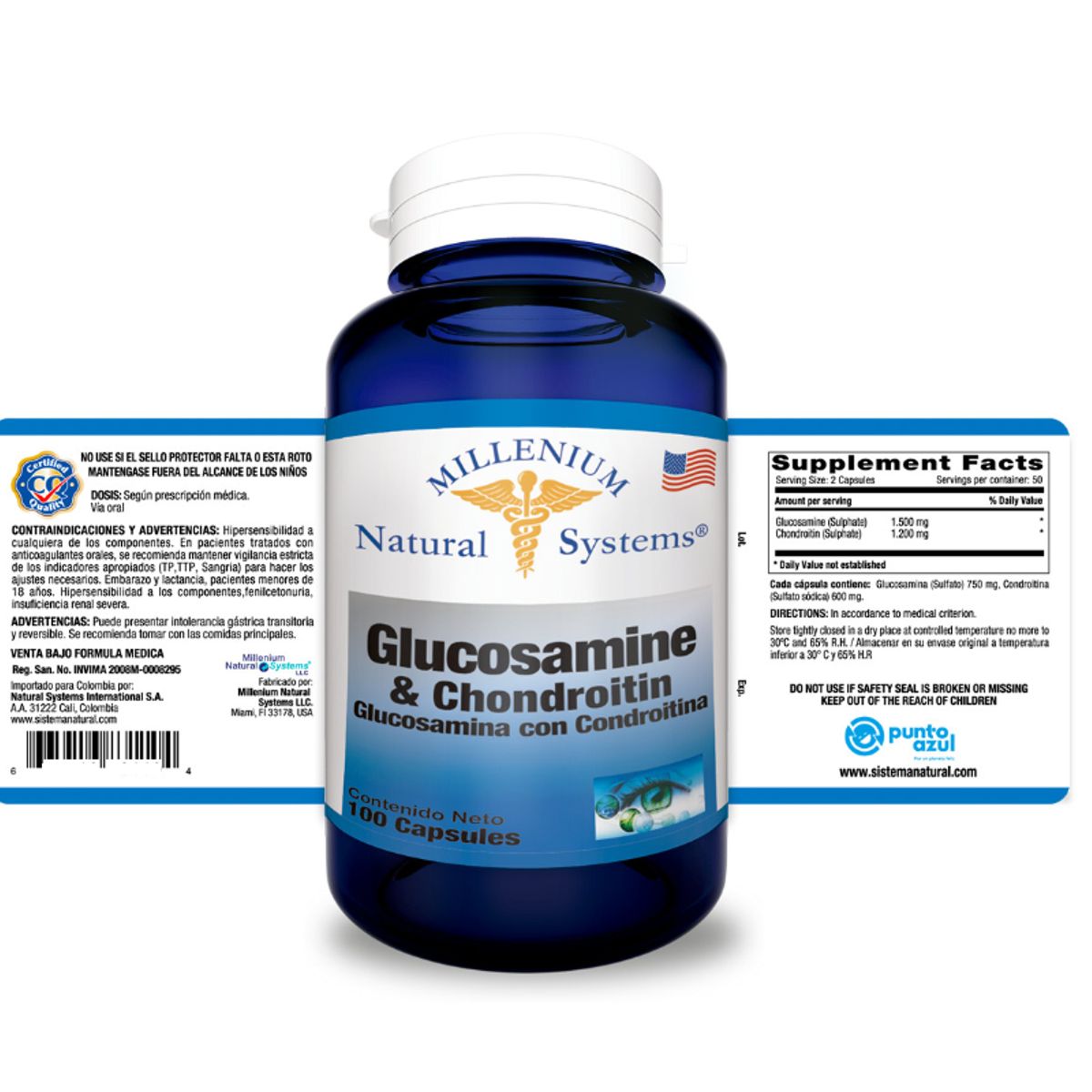 NATURAL SYSTEM - ALIMENTO CON GLUCOSAMINA Y CONDROITINA  X 100 UNIDADES