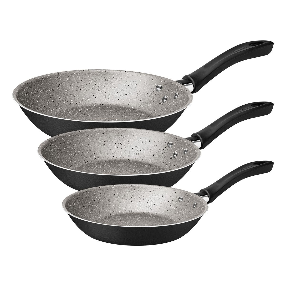 TRAMONTINA - Juego de Sartenes Tramontina Linz en Aluminio con Revestimiento Interno y Externo Antiadherente Starflon Max Negro 03 Piezas