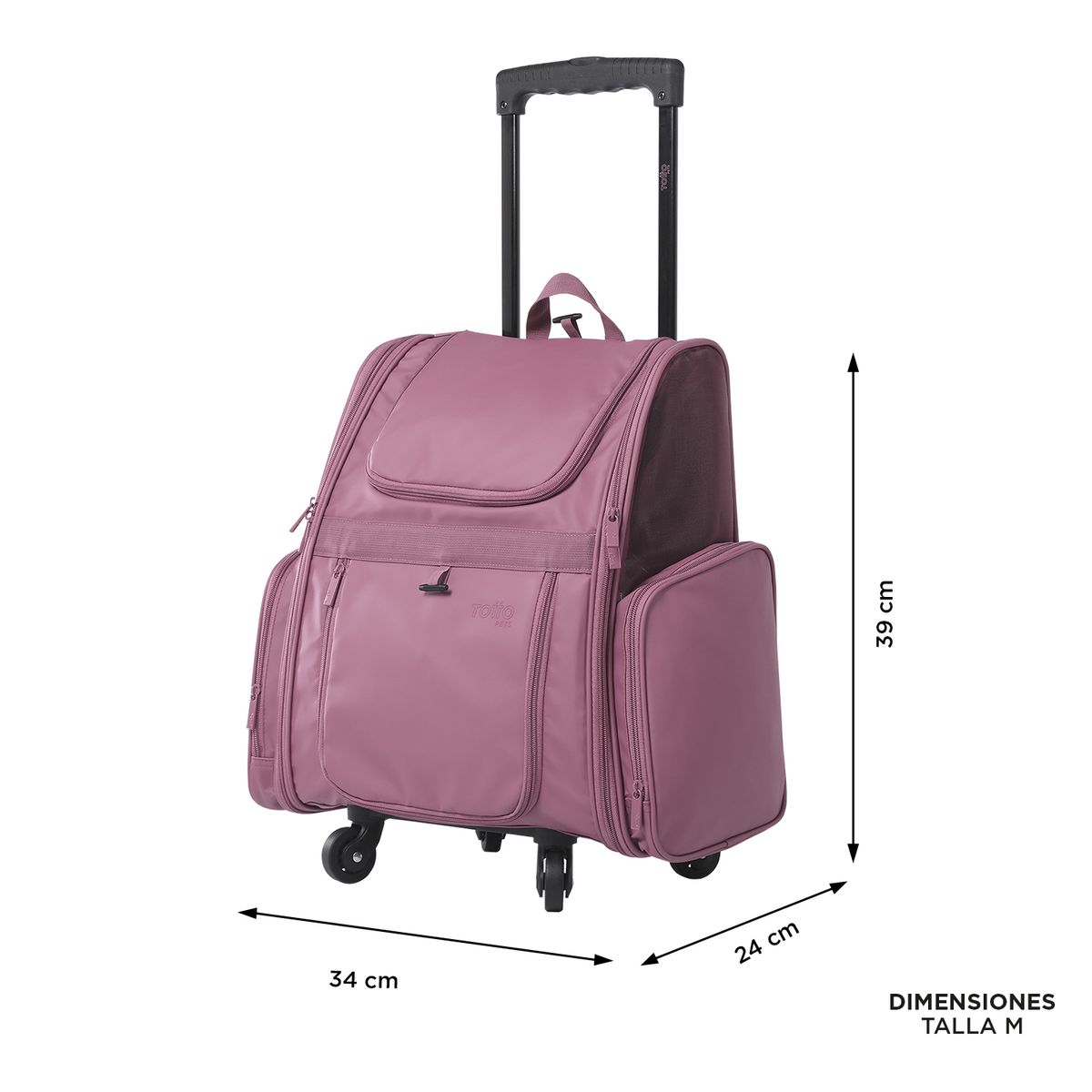 TOTTO - Morral cargador mascota con ruedas Maxxie Totto Rosado M