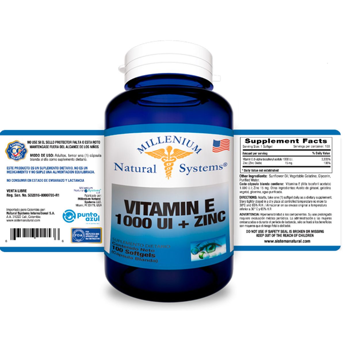 NATURAL SYSTEM - VITAMINA E 1000UI + ZINC X 100 SOFTGELS