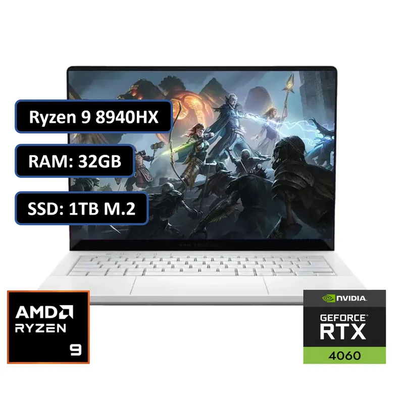 ASUS - PORTATIL ASUS ROG ZEPHYRUS AMD RYZEN 9 8945HS RAM 32GB DDR5 SSD 1TB RTX 4060 8GB