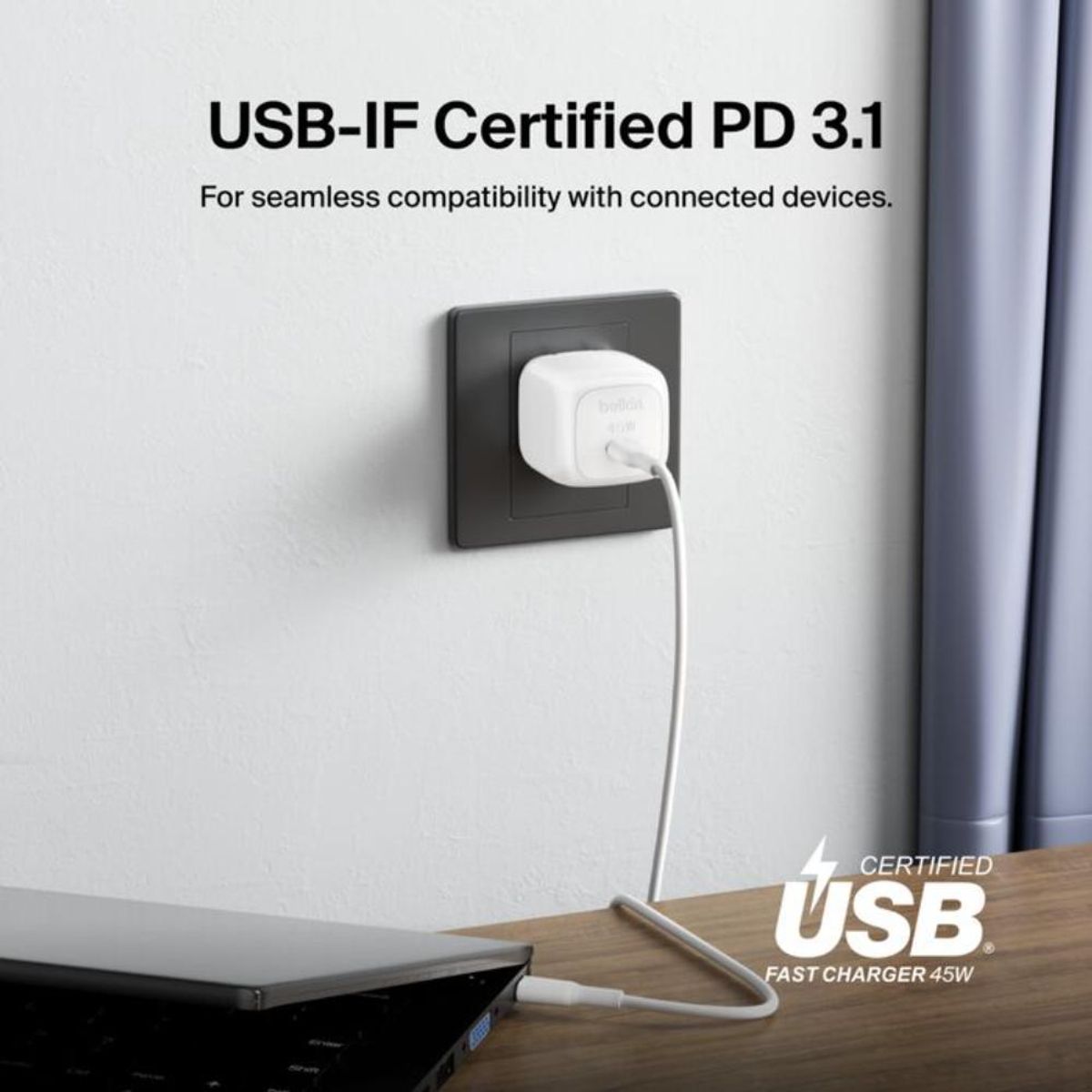 BELKIN - Cargador de Pared Belkin USB-C 45W  Blanco