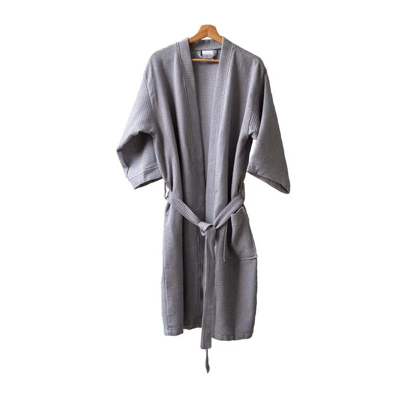 FATELARES - Bata de Baño Minipique Masculina Gris Titanio 220gr 100% Algodón