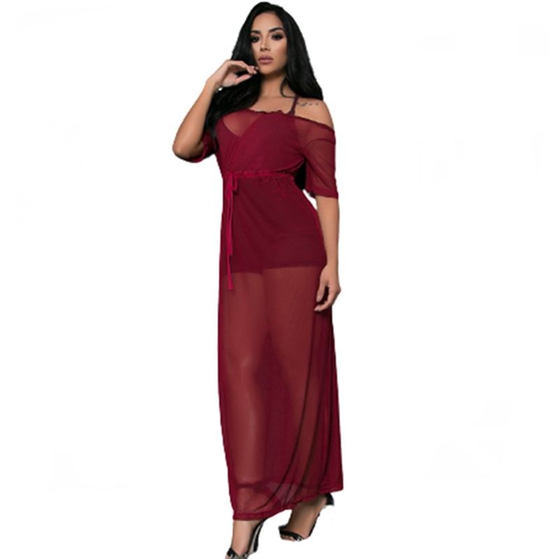 VIA7 - set de enterizo corto espalda cruzada mas malla larga strapless