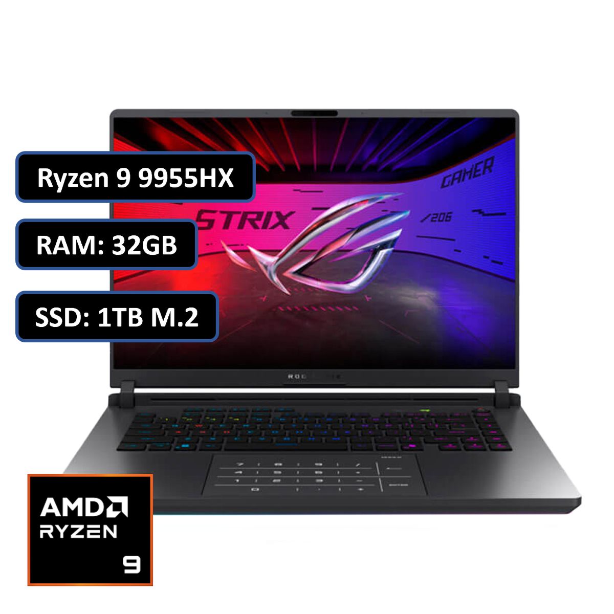 ASUS - PORTATIL ASUS STRIX G18 AMD RYZEN 9 9955HX RAM 32GB DDR5 SSD 1TB RTX 5070 8GB