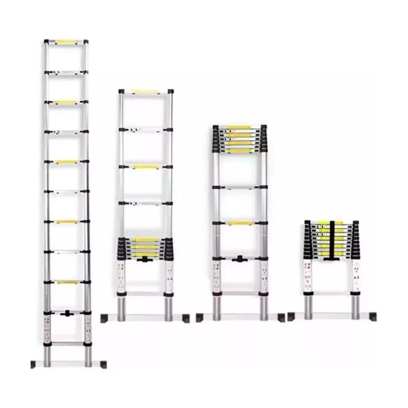 GENERICO - Escalera Plegable Telescopica 3,8 Mts Color Gris