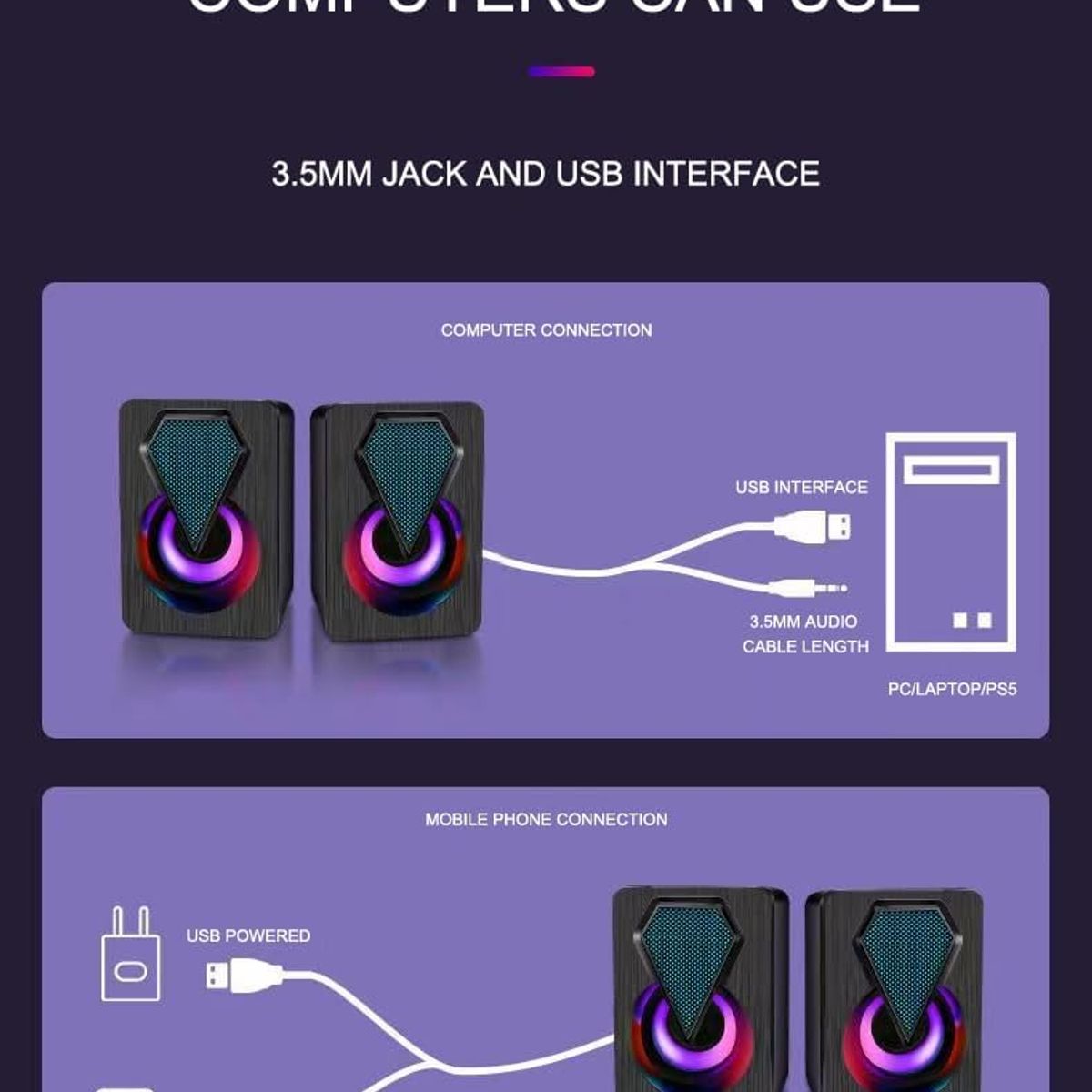 SPEAKER - Parlantes Gamer Mini Altavoz Pc Rgb Speaker Ysd-1046