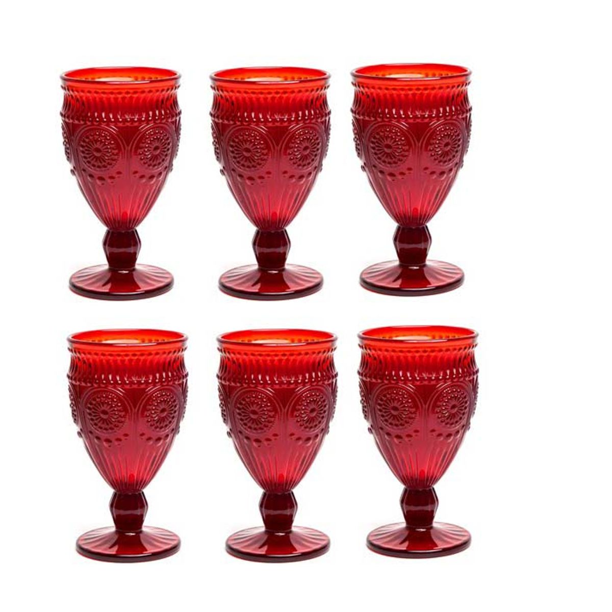 OCT GLASSWARE - SET 6 COPAS VINO AGUA BARROCO ROJO 11 ONZAS