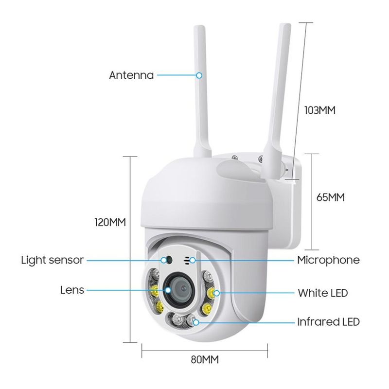GENERICO - Cámara Exterior Wifi Giratoria Impermeable IP66 - App 390eyes