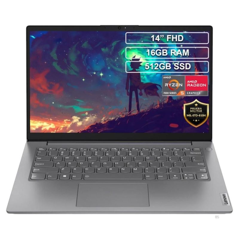 LENOVO - Portátil LENOVO V14 AMD RYZEN 5-7520U 16GB 512GB PANT 14 Gris
