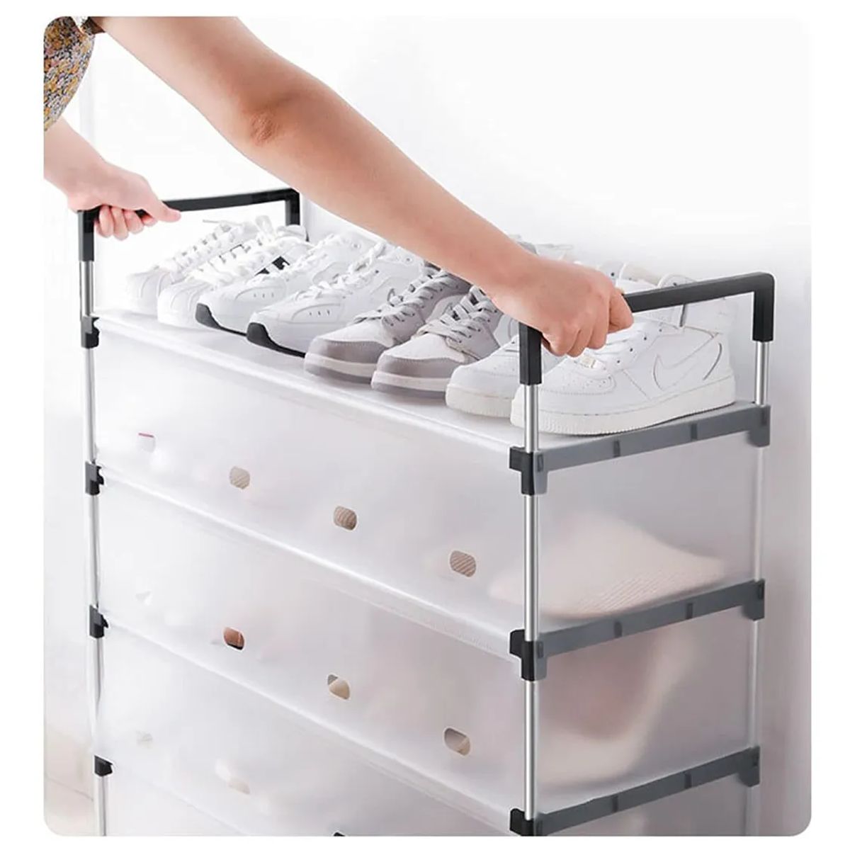 GENERICO - Organizador Zapatero Metálico 6 Niveles Con Tapa