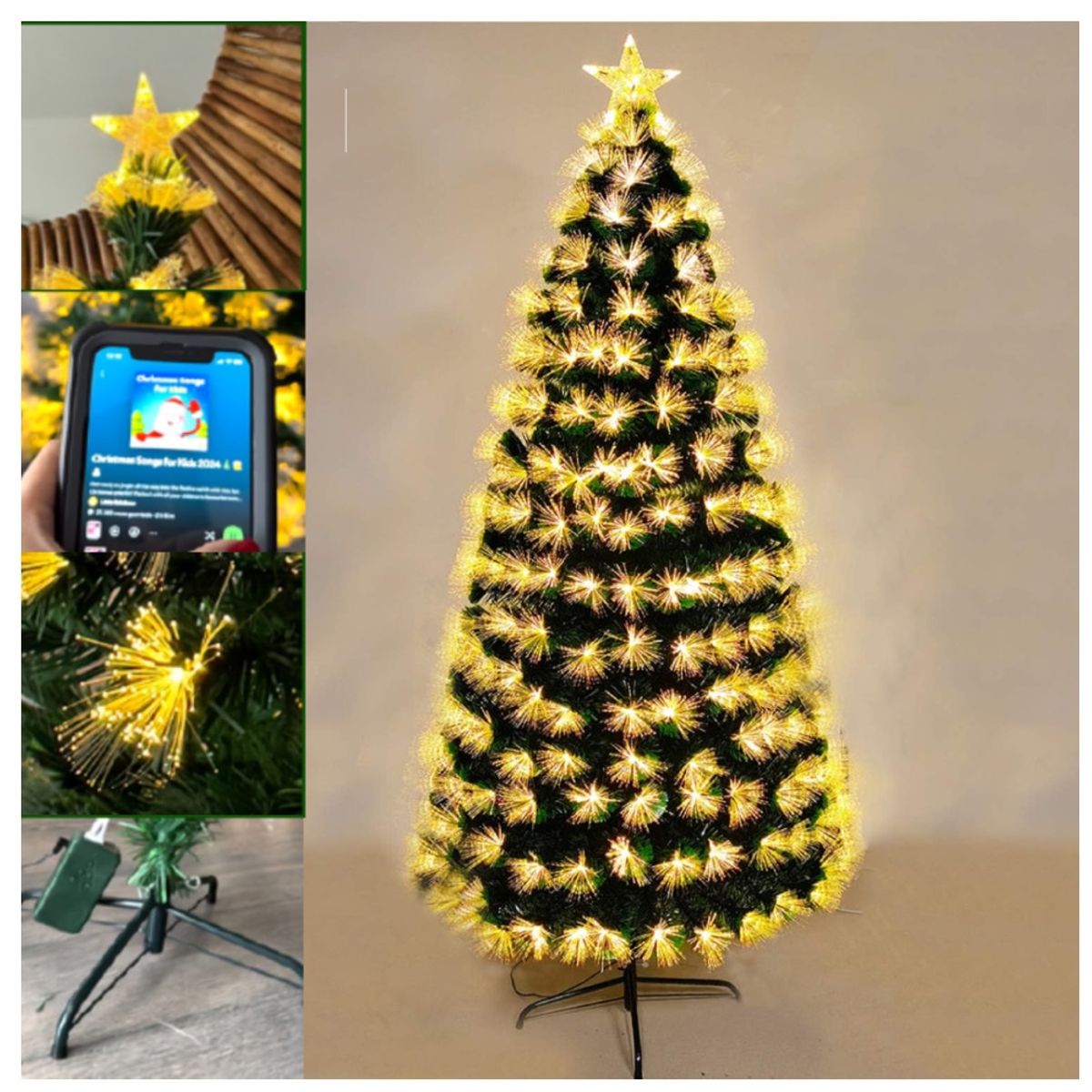 ORQUIDEA - ARBOL FIBRA OPTICA LUZ BLANCA CALIDO BLUETOOTH 180 CM