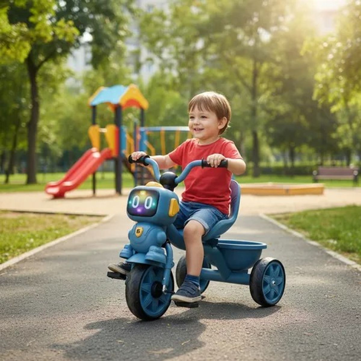 KIDSHOP - Triciclo Infantil Robots Con Música Y Cesta TR-068-AZ