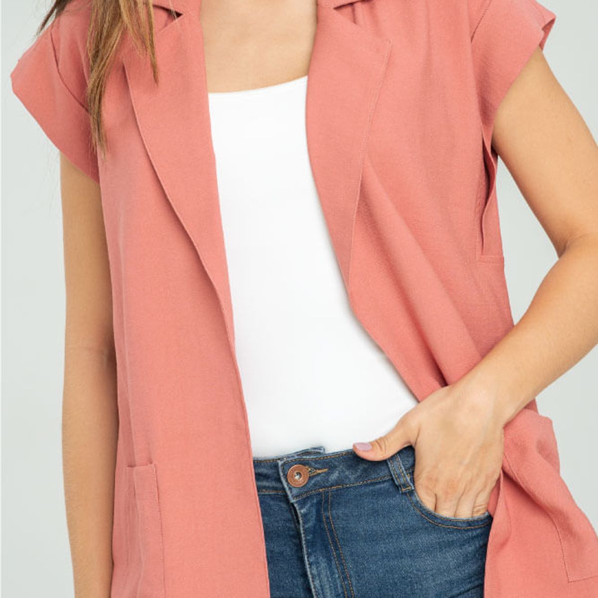 RAGGED - Chaleco largo missu Rojo carnauba Ragged