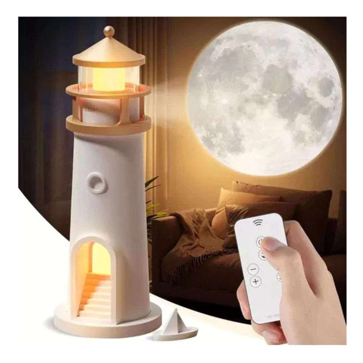 GENERICO - Lámpara Faro Proyector de Luna Realista con Control Remoto
