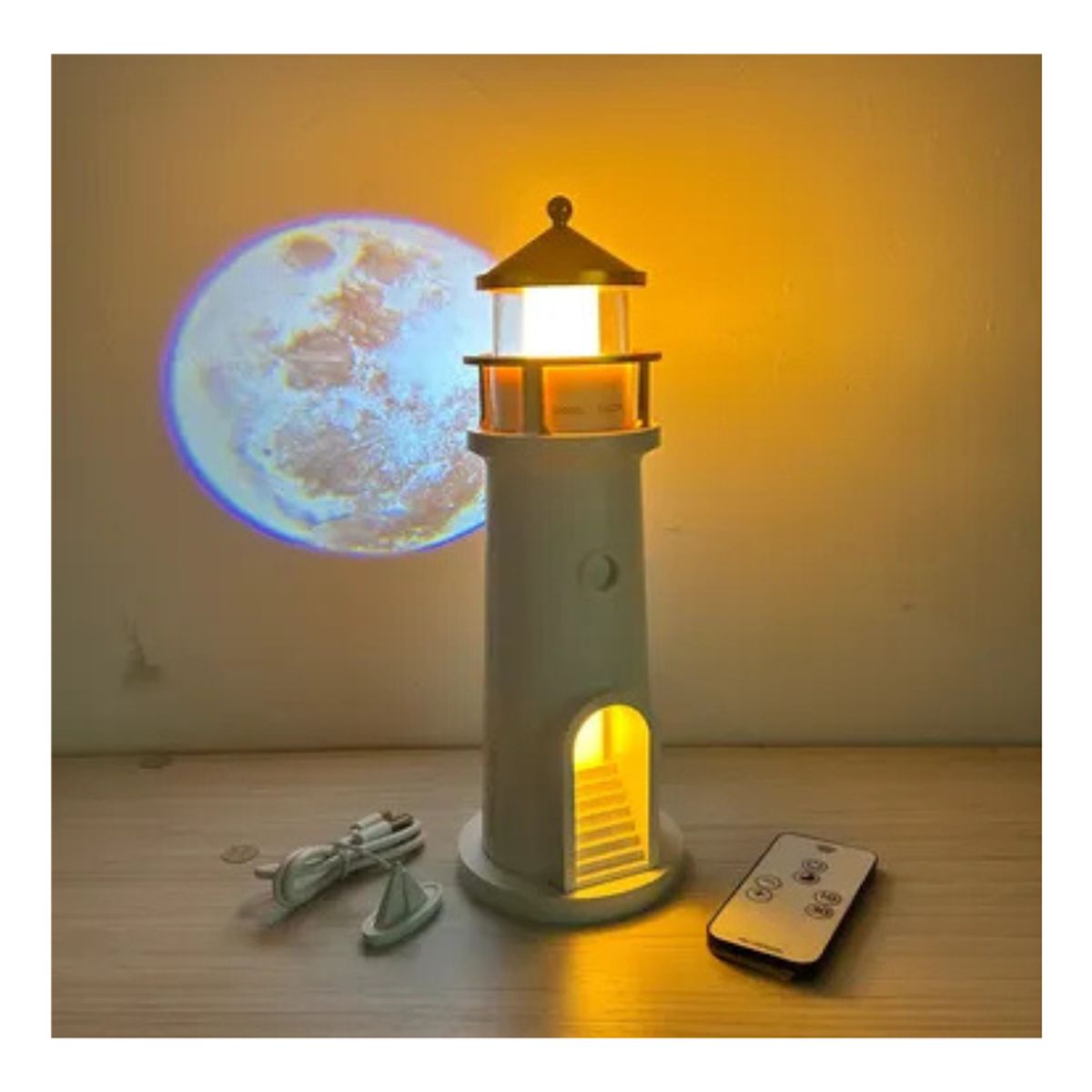 GENERICO - Lámpara Faro Proyector de Luna Realista con Control Remoto