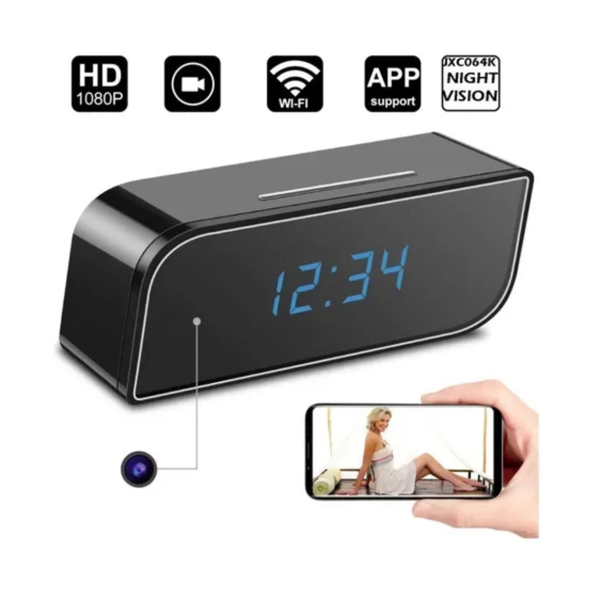 GENERICO - Camara Espía Hd Wifi Reloj Despertador