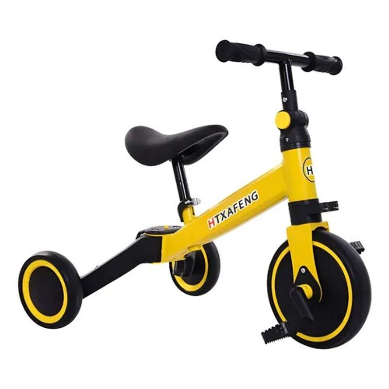 KIDSHOP - Triciclo Bicicleta 3 En 1 Con Ruedas Plegables 6030 Amarillo