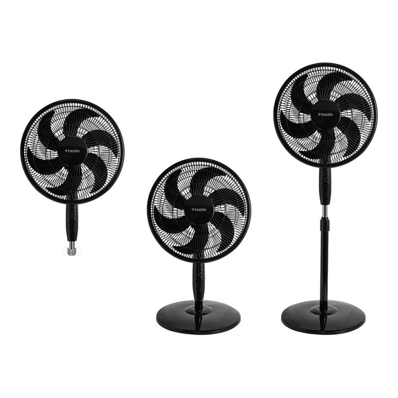 TEZZIO - Ventilador 3 en 1 Tezzio 16” – Para Pared, Techo y Mesa, 6 Aspas, Oscilación