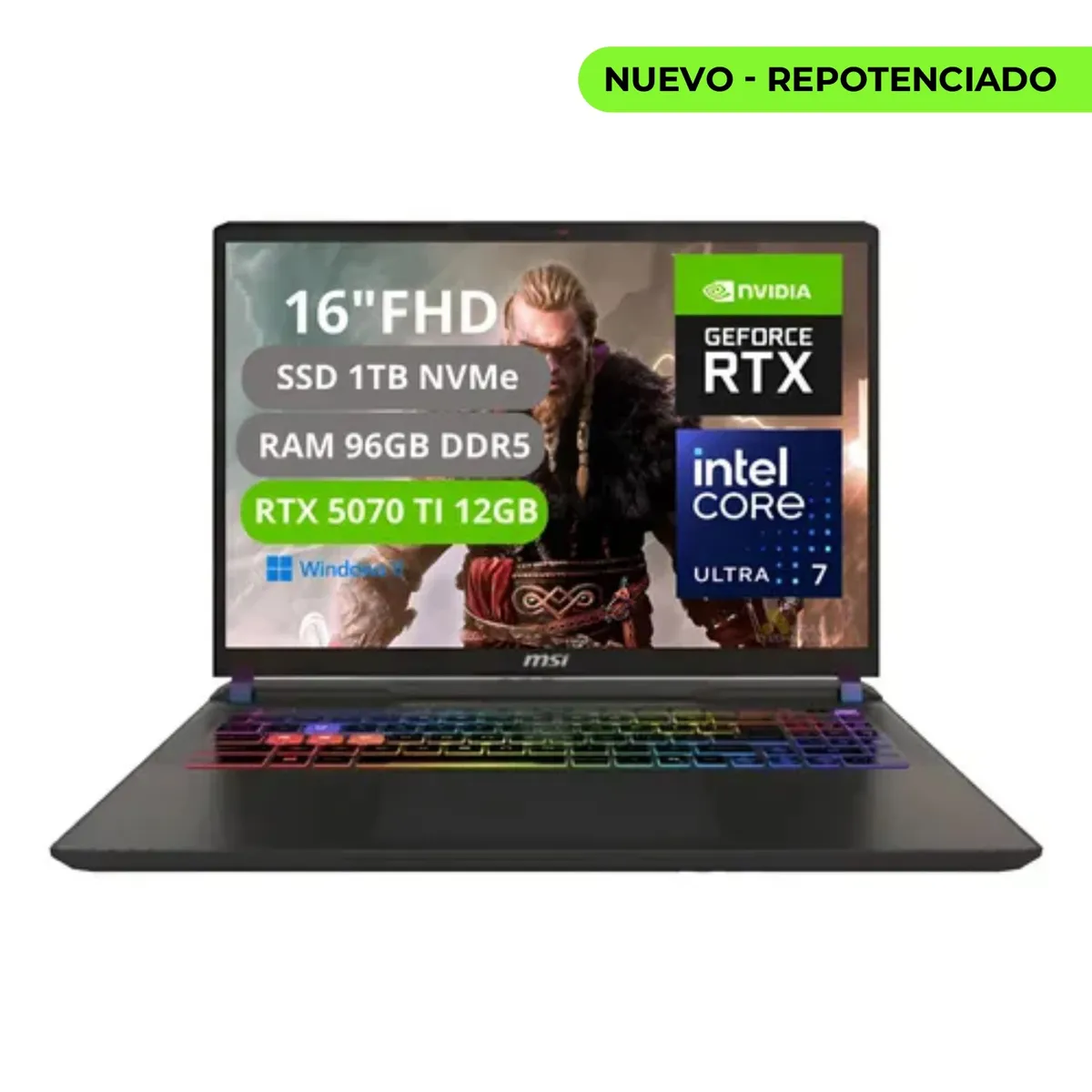 MSI - PORTATIL MSI VECTOR 16 HX AI INTEL CORE ULTRA 7 255HX RAM 96GB SSD 1TB RTX 5070Ti 12GB