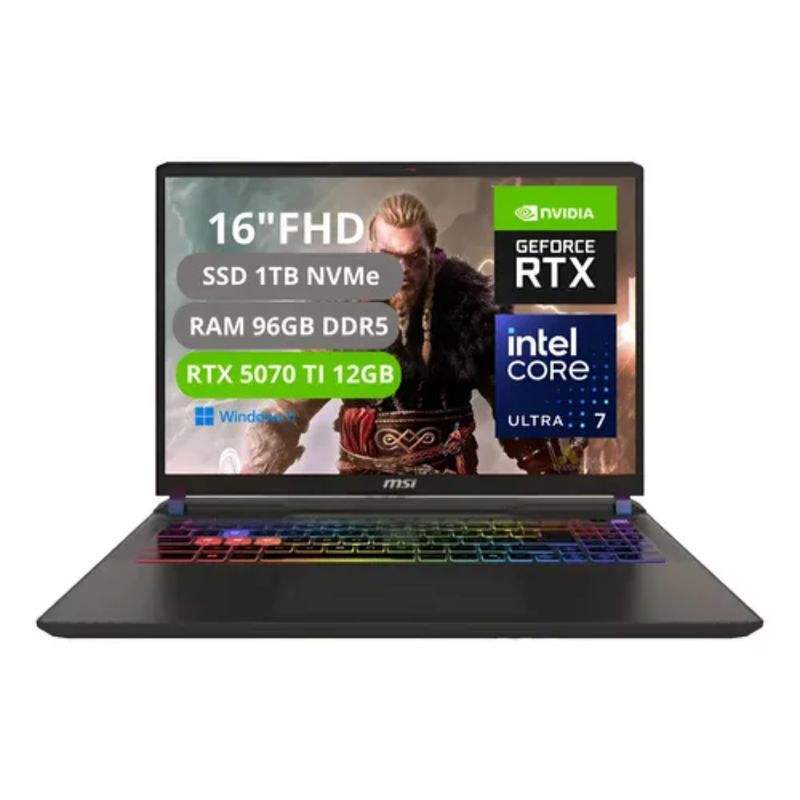 MSI - PORTATIL MSI VECTOR 16 HX AI INTEL CORE ULTRA 7 255HX RAM 96GB SSD 1TB RTX 5070Ti 12GB