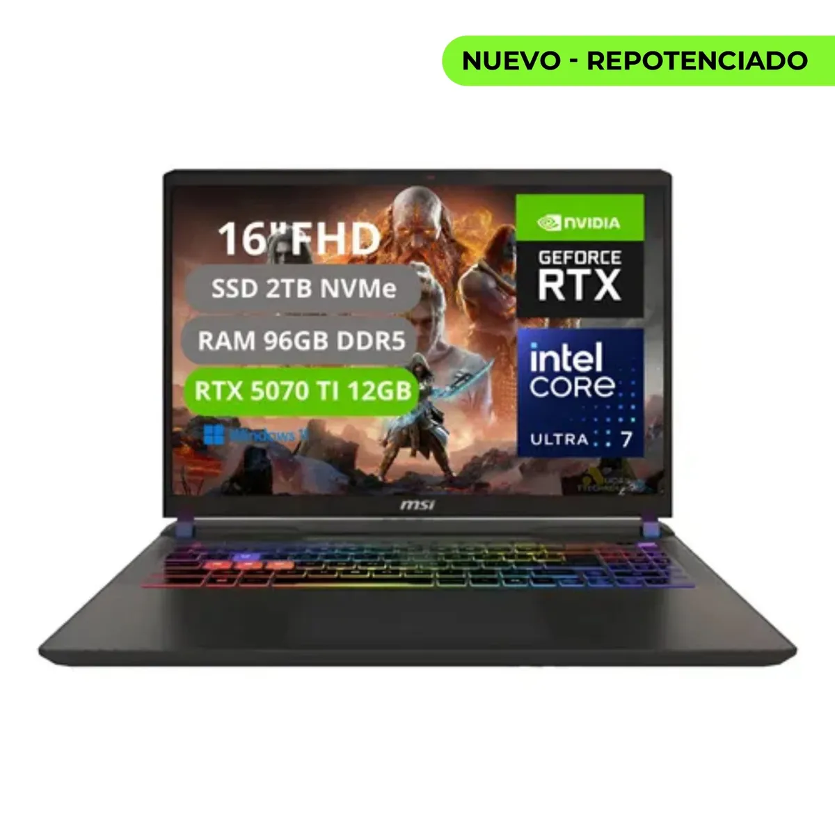 MSI - PORTATIL MSI VECTOR 16 HX AI INTEL CORE ULTRA 7 255HX RAM 96GB SSD 2TB RTX 5070Ti 12GB