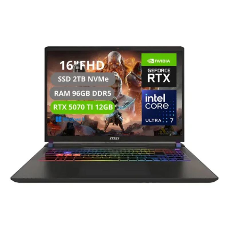 MSI - PORTATIL MSI VECTOR 16 HX AI INTEL CORE ULTRA 7 255HX RAM 96GB SSD 2TB RTX 5070Ti 12GB