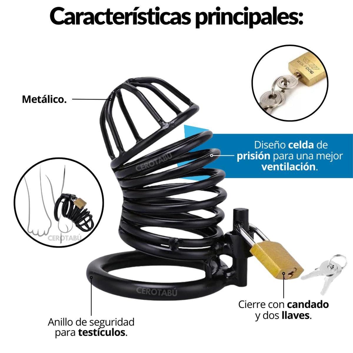GENERICO - Funda Para Pene Cinturón Castidad Sadomasoquismo BDSM