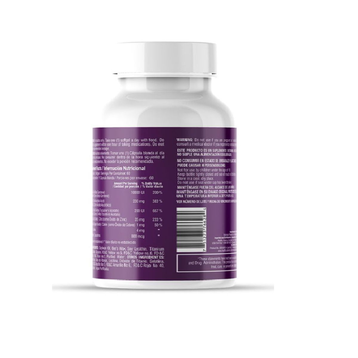 HEALTHY AMERICA - SUPLEMENTO CON VITAMINAS Y ZINC + LUTEINA - OCCUS X 60 UNIDADES