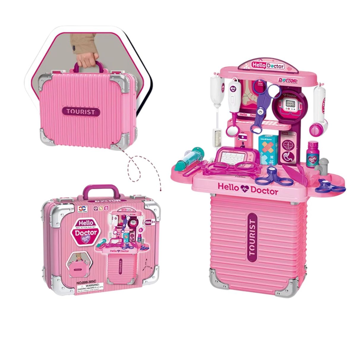 GENERICO - Mochila Juguete Para Nina Didáctica Doctora 3 en 1