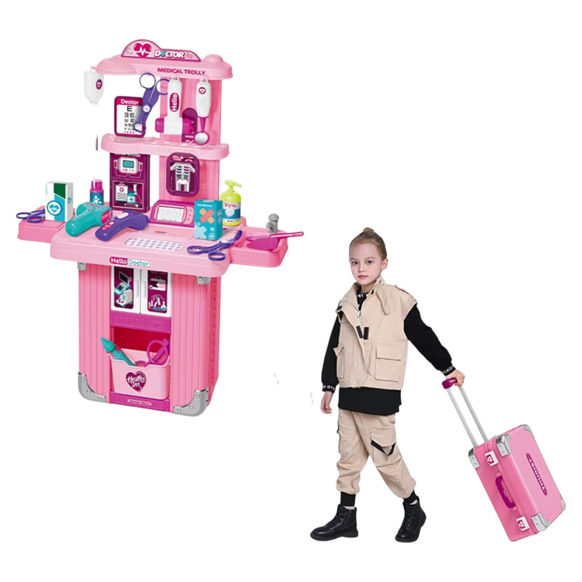 GENERICO - Mochila Juguete Para Nina Didáctica Doctor 2 en 1