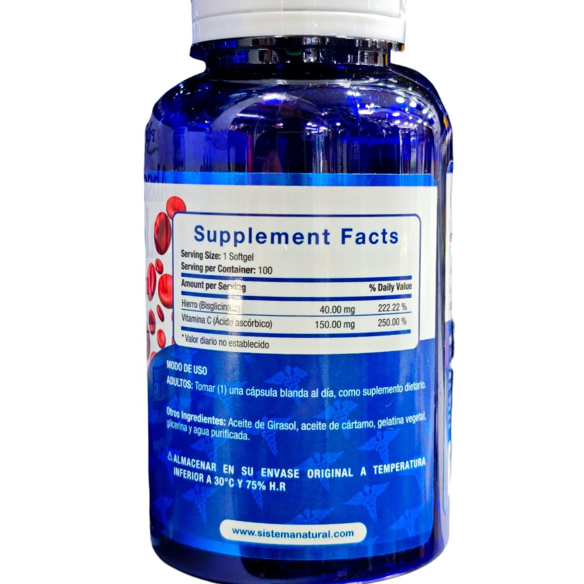 NATURAL SYSTEM - SUPLEMENTO CON VITAMINA C + HIERRO X 100 SOFTGELS IRON + VITAMIN C