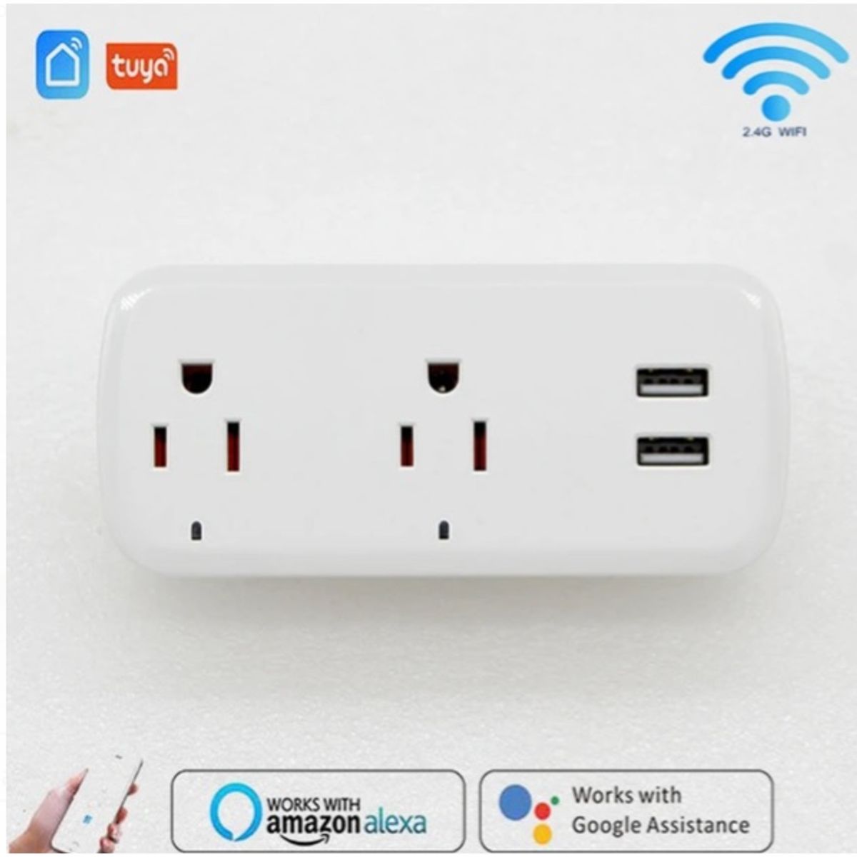 GENERICO - Enchufe inteligente toma corriente doble con alexa