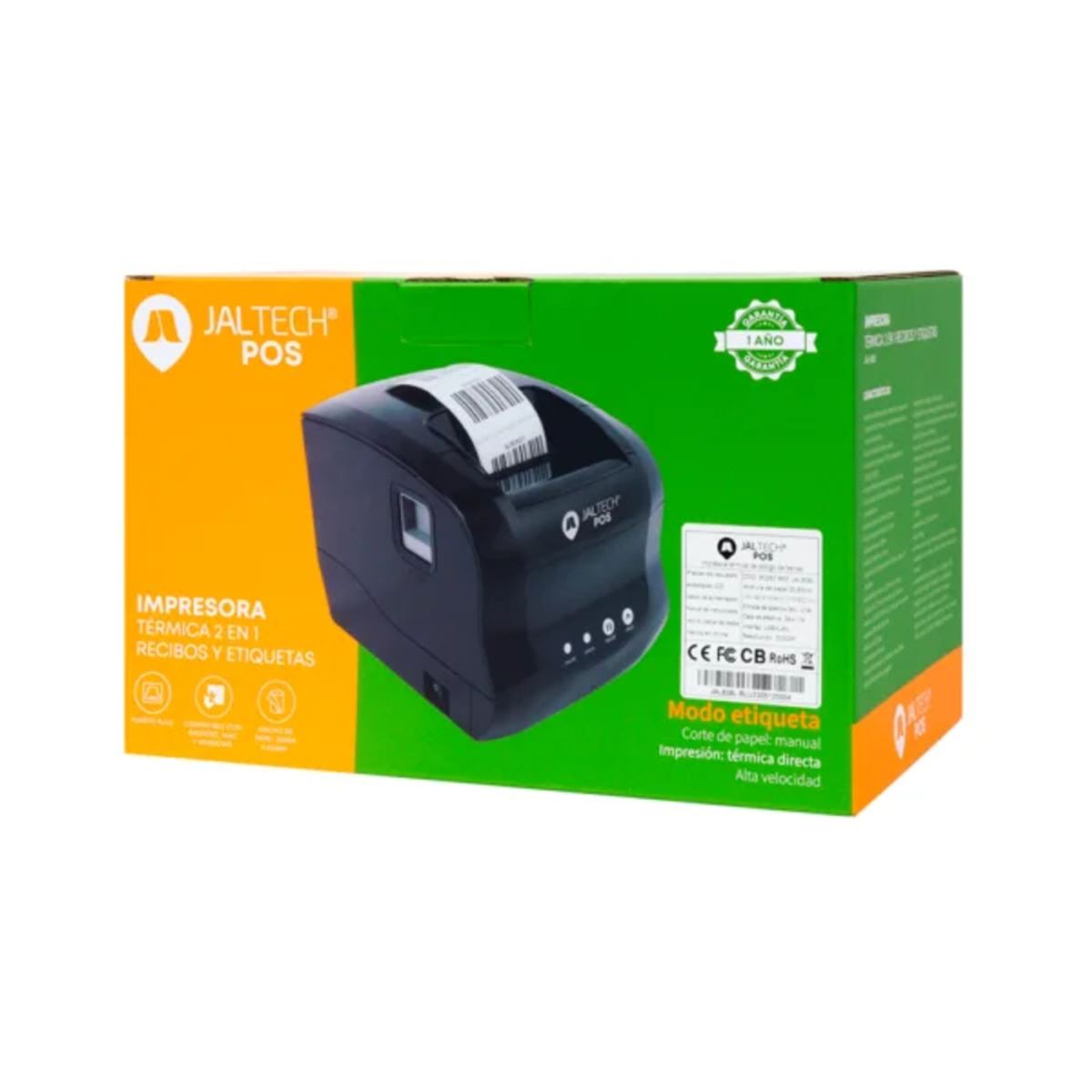 JALTECH - Impresora Jaltech Pos 2 En 1 Recibos y Etiquetas Alta velocidad