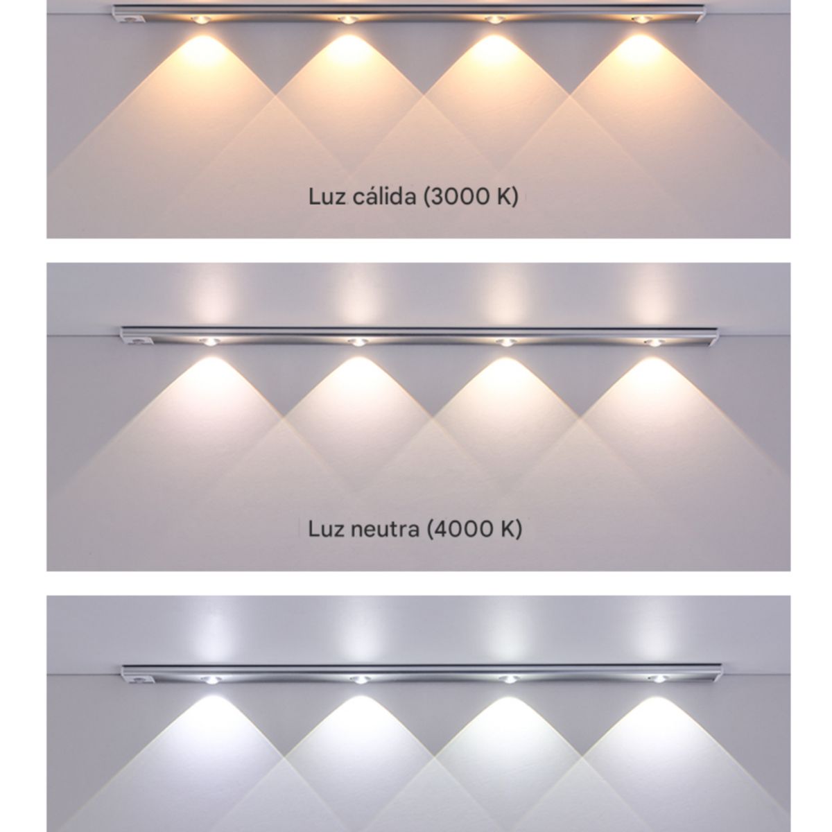 TECNOHOGAR JS - Lámpara Led Sensor Barra Luz Recargable 100cm 3 Tonos Luces