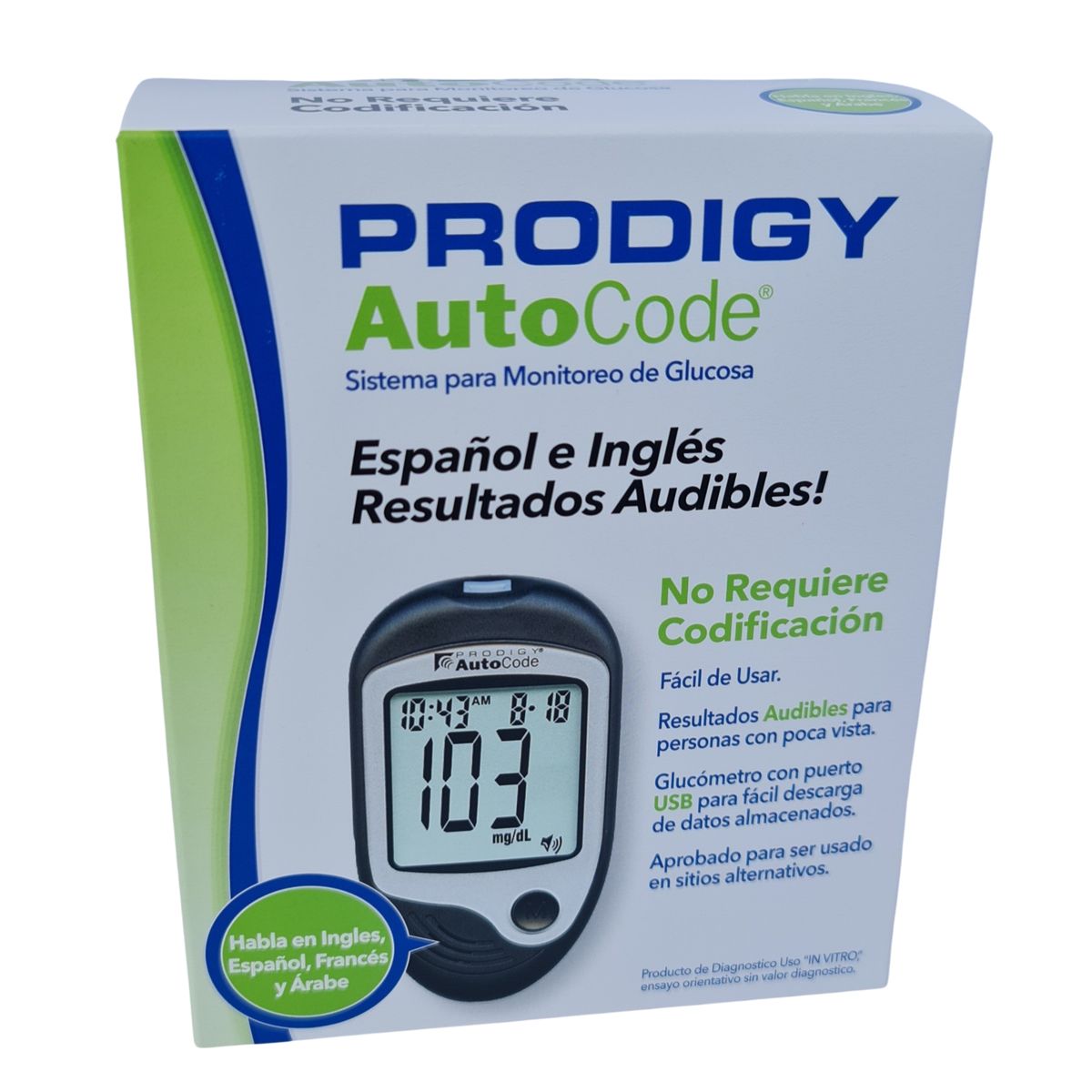 PRODIGY - KIT DE GLOCOMETRO PRODIGY CO 10 TIRAS 10 LANCETAS