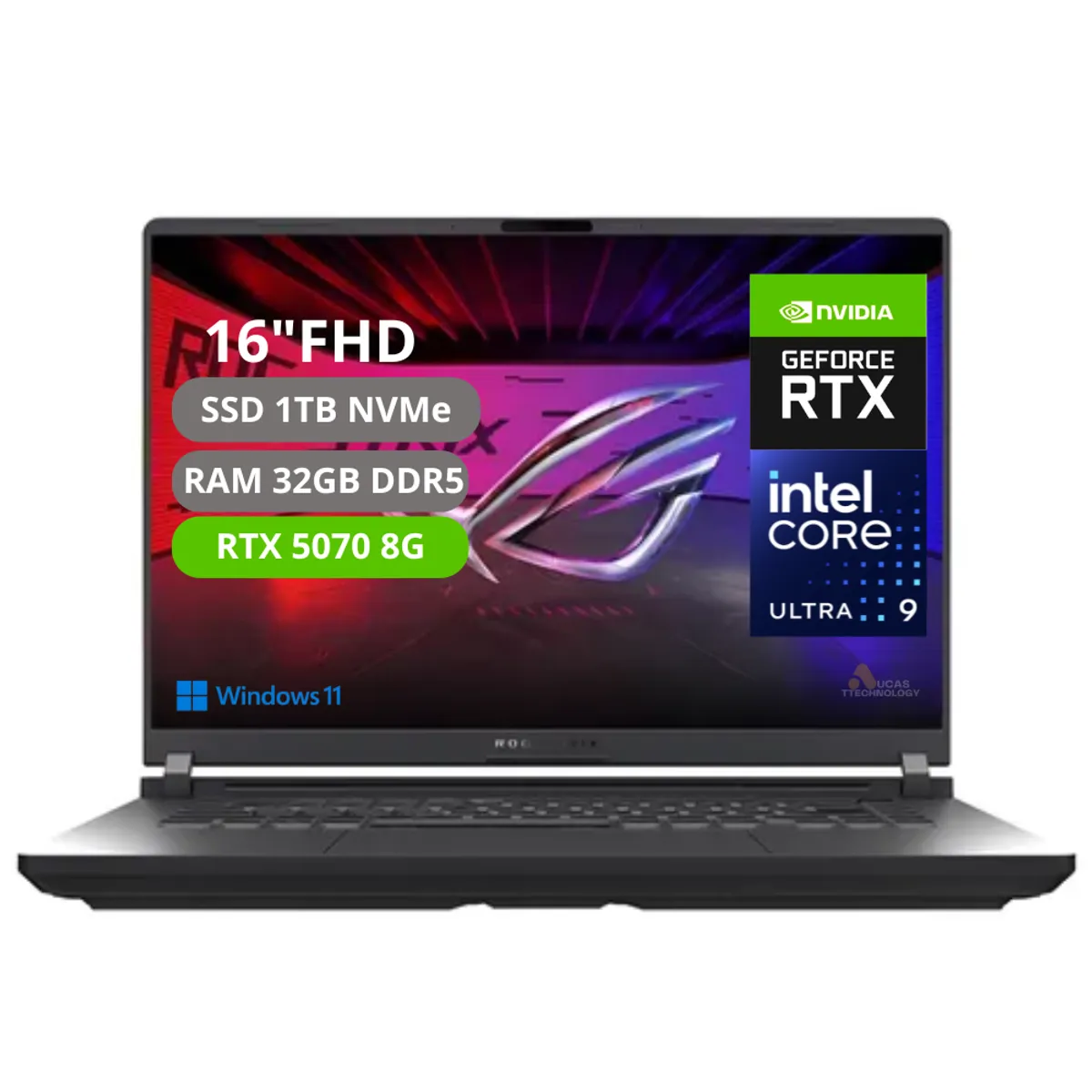 ASUS - PORTATIL ASUS ROG STRIX G16 INTEL CORE ULTRA 9 275HX RAM 32GB SSD 1TB RTX 5070 8G