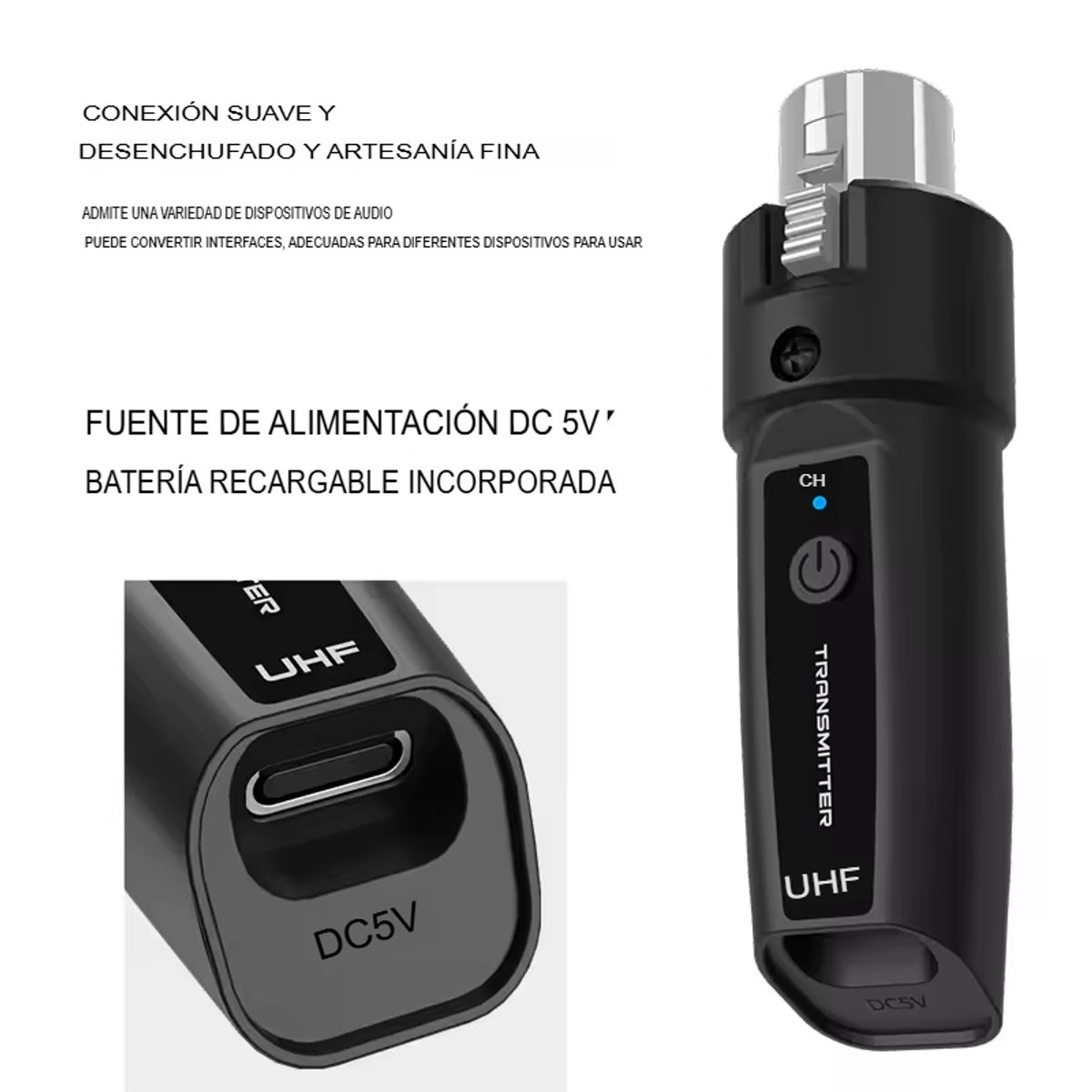 GENERICO - Receptor y Transmisor UHF XLR Para Micrófono Dinámico