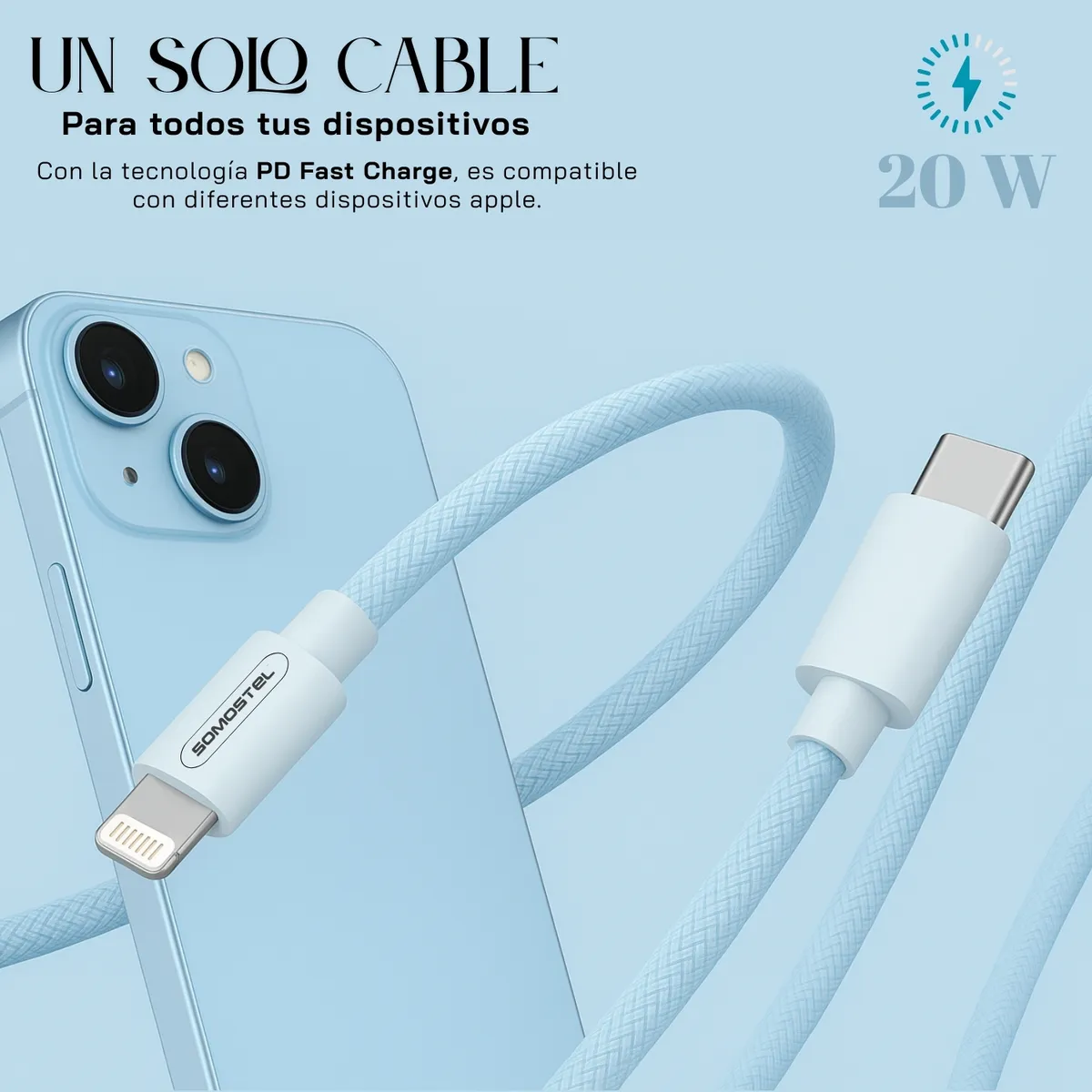 TECH - Cargador Tipo C Para iPhone Carga Rápida 20w Pd30 480mbps