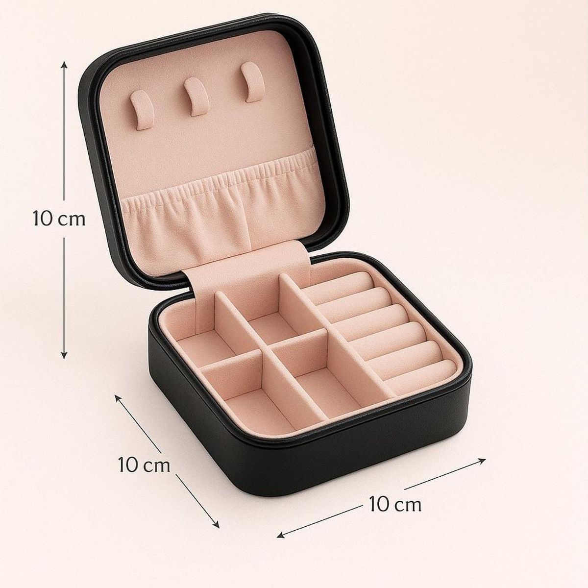 GENERICO - Joyero Portátil Cuero Organizador de Anillos Collares y Aretes Negro