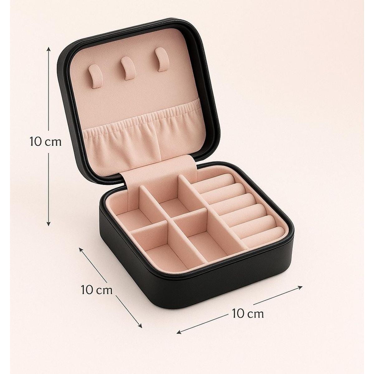 GENERICO - Joyero Portátil Cuero Organizador de Anillos Collares y Aretes Negro