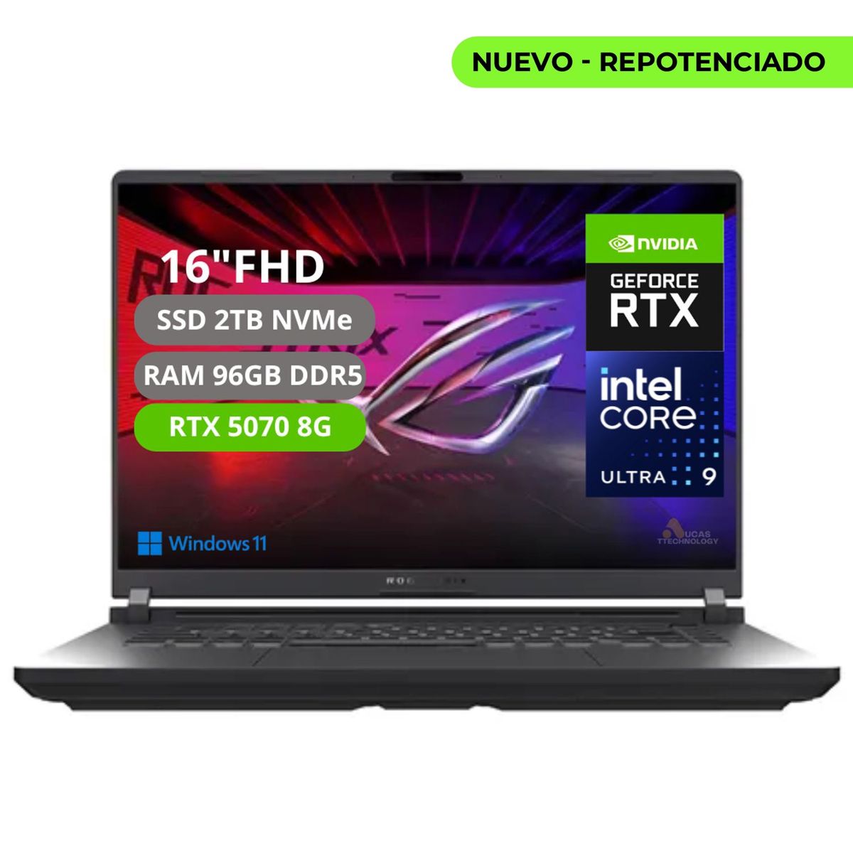 ASUS - PORTATIL ASUS ROG STRIX G16 INTEL CORE ULTRA 9 275HX RAM 96GB SSD 2TB RTX 5070 8G