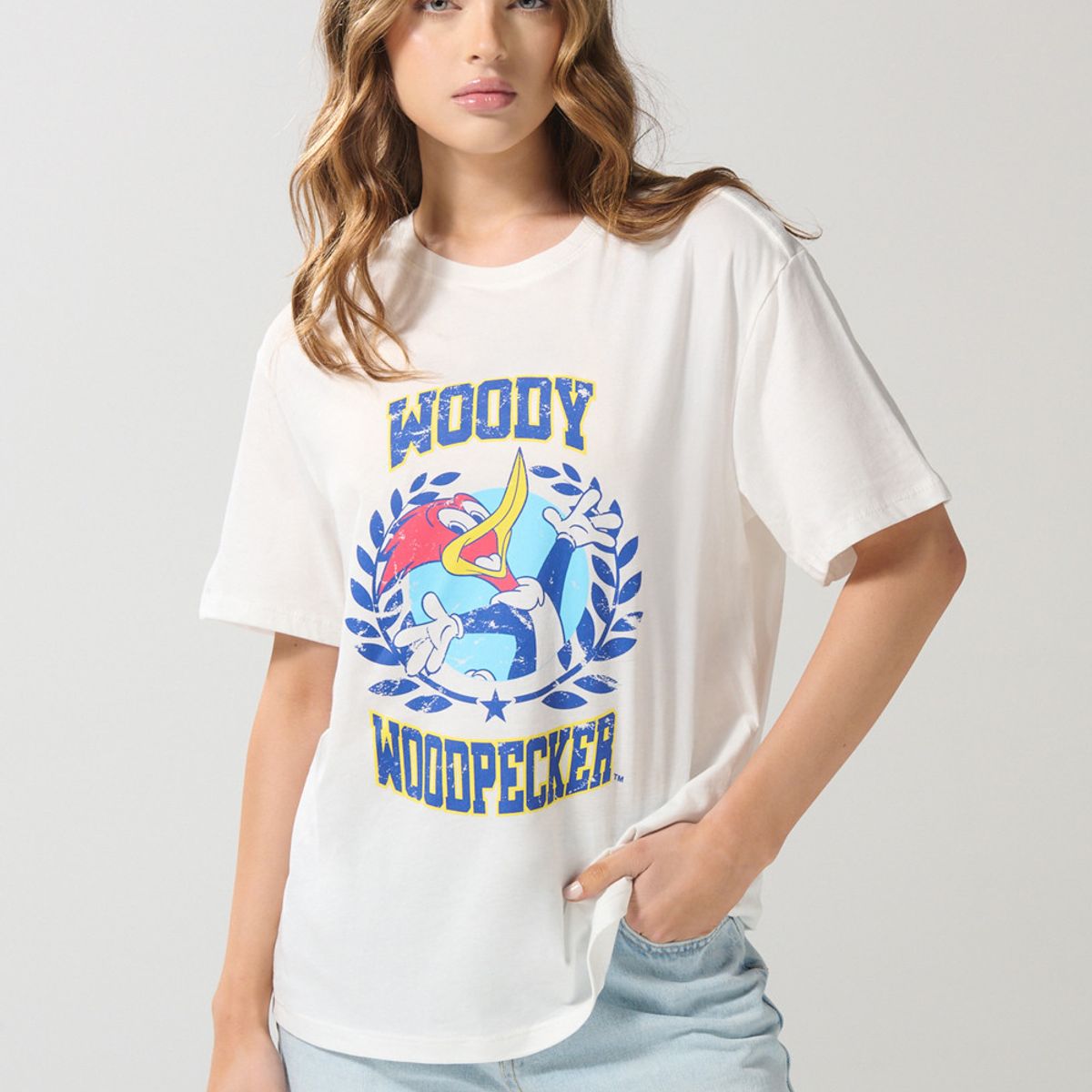 KOAJ - KOAJ Camiseta del Pájaro Loco crema clara manga corta Mujer